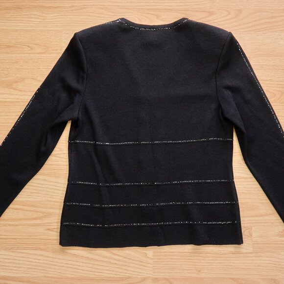 St John Evening by Marie Gray Wool Blend Knit Black Full Zip Cardigan, Size 4 - Picture 11 of 11